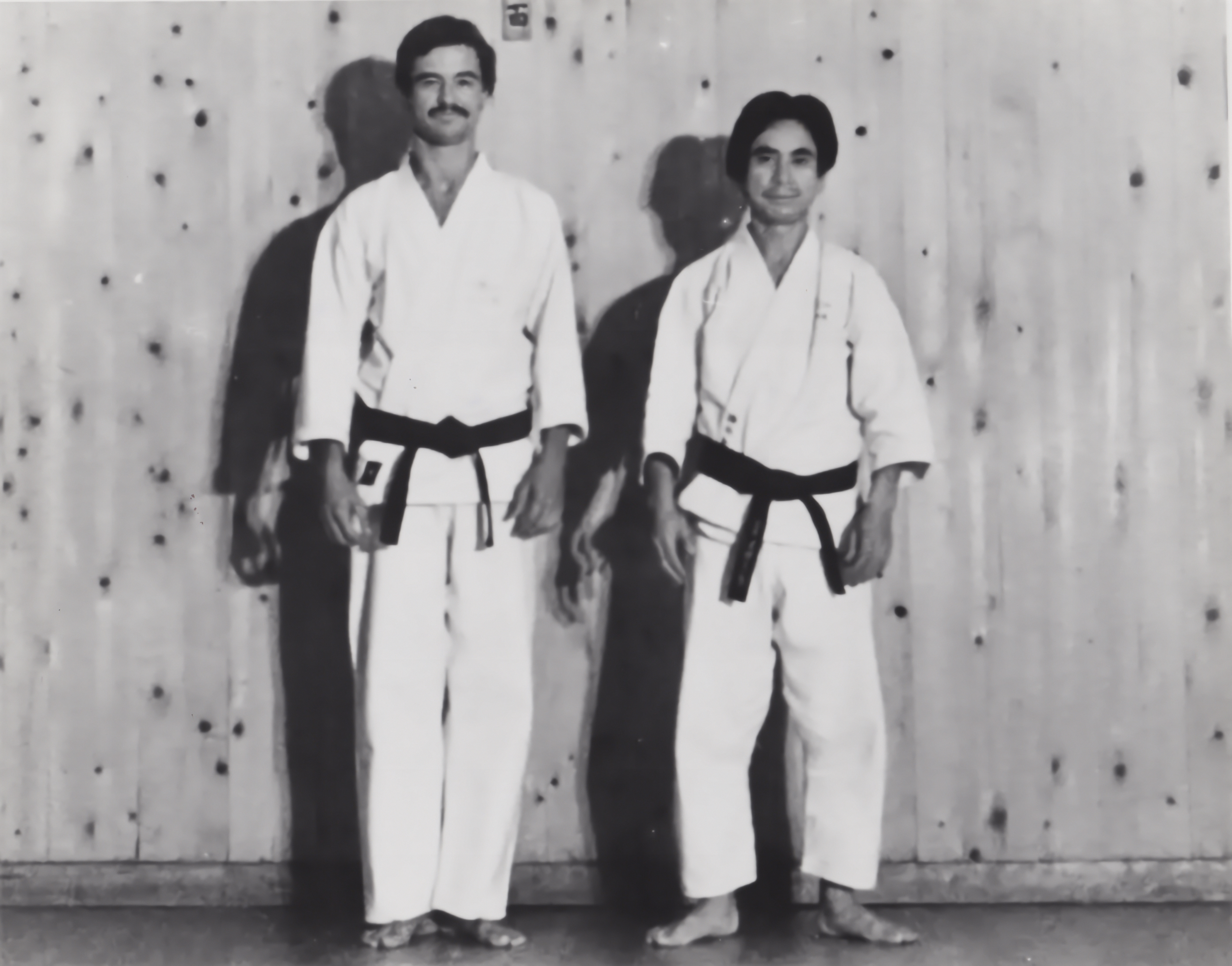 Sensei McConnell with Master Okano at the Kenkojuku Hombo, Hachioji Japan 1971
